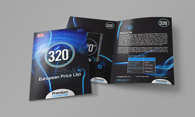 320 European Price List, Brochure Design by Coventry Graphic Designer